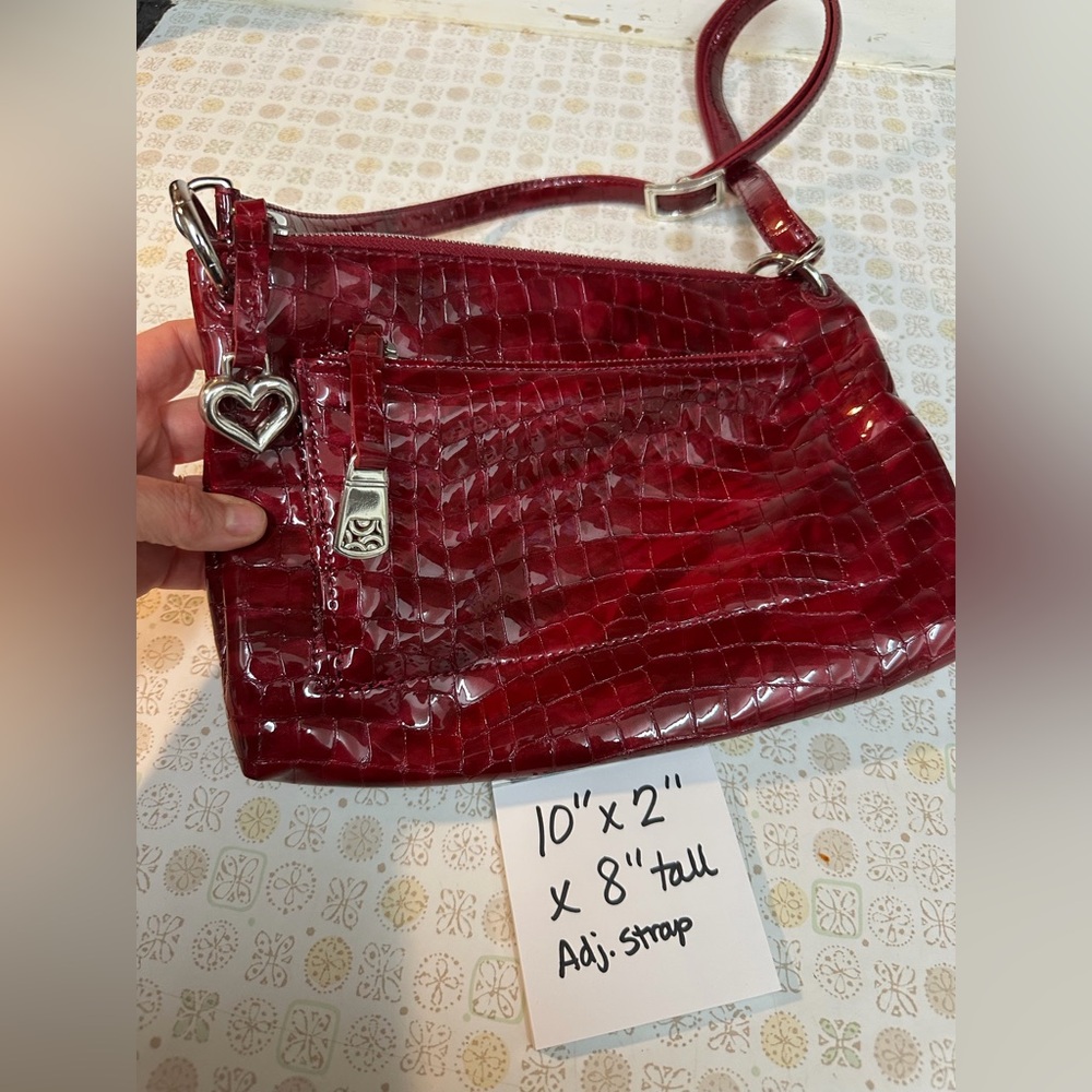 Brighton Glossy Red Embossed Shoulder Bag